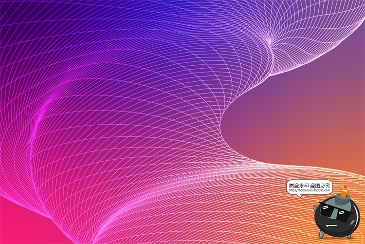 渐变扭曲网格科技感炫丽色彩几何线条蓝紫色底纹背景图AI矢量素材