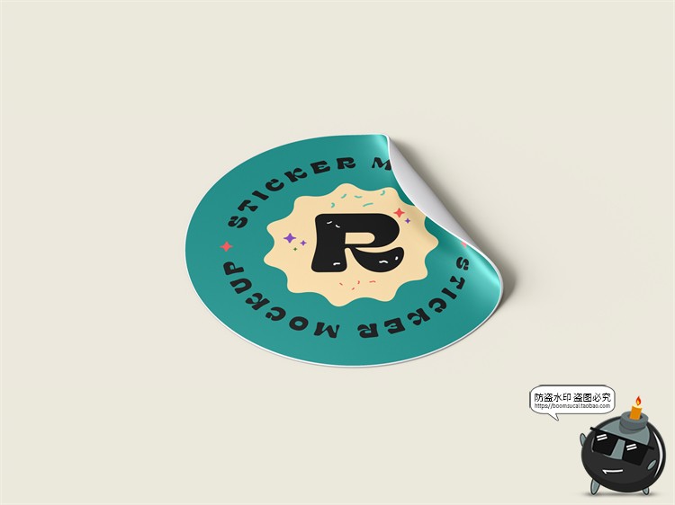 褶皱撕开贴纸模型logo标签贴图贴纸文具mockups样机PSD模板ps素材