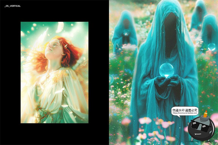 复古迷幻朦胧梦幻柔光模糊弥散射光晕图像滤镜特效PSD模板PS素材