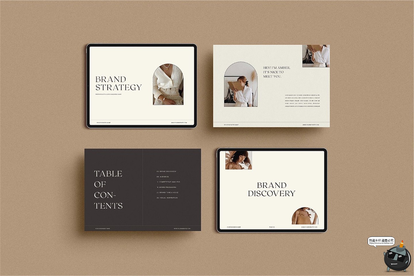 图片[6]-横版A4优雅时尚莫兰迪色品牌形象画册VI手册排版版式AI模板素材-设计猿