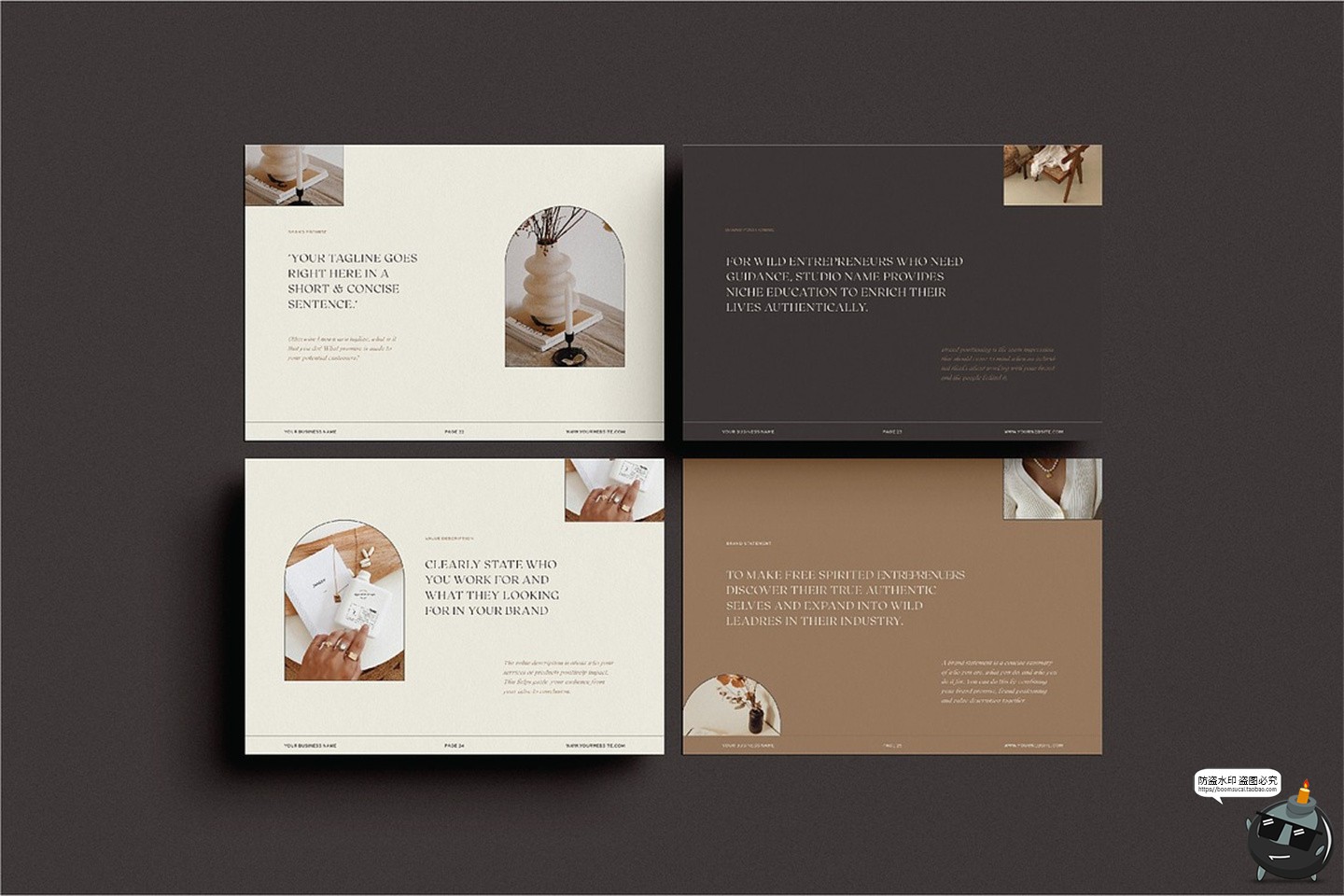 图片[11]-横版A4优雅时尚莫兰迪色品牌形象画册VI手册排版版式AI模板素材-设计猿